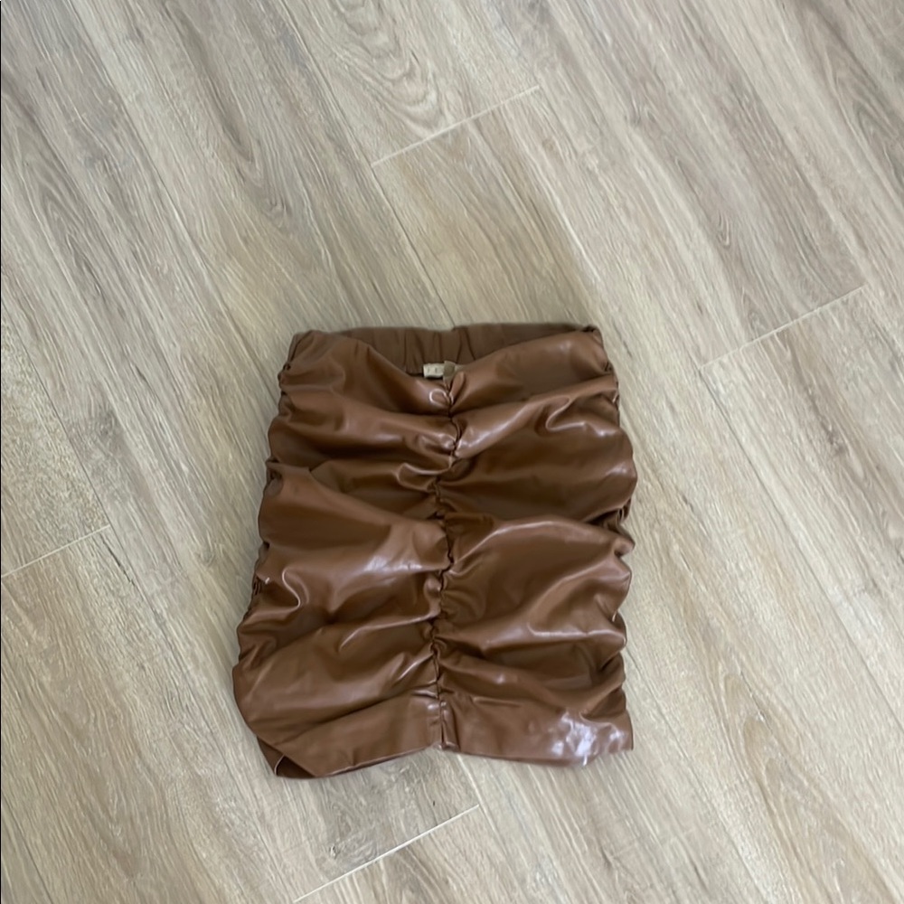 Brown Ruched Leather top